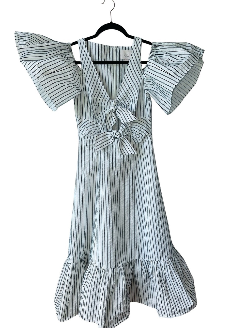 CINQ A SEPT Laurel Cold-Shoulder Knotted Cutout Midi Dress - Picture 4 of 14